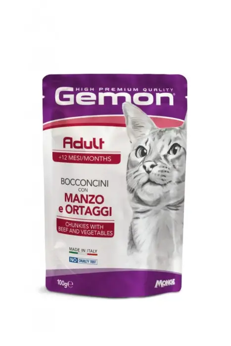 Gemon Cat Pouch Adult Chunkies with Beef and Vegetables 100 g