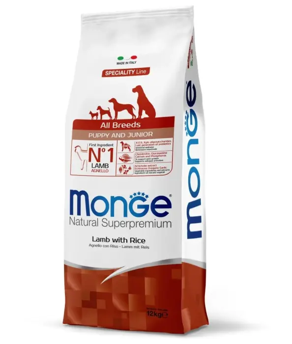 Monge Dog All Breeds Puppy and Junior Lamb with Rice 12 kg