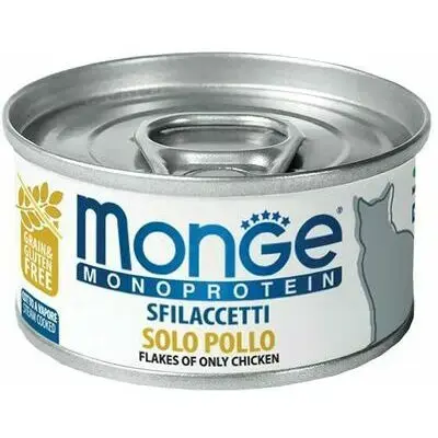 Monge Monoprotein Flakes Only Chicken 80 g — pilnvērtīga mitrā monoproteīna barība kaķiem ar vistu