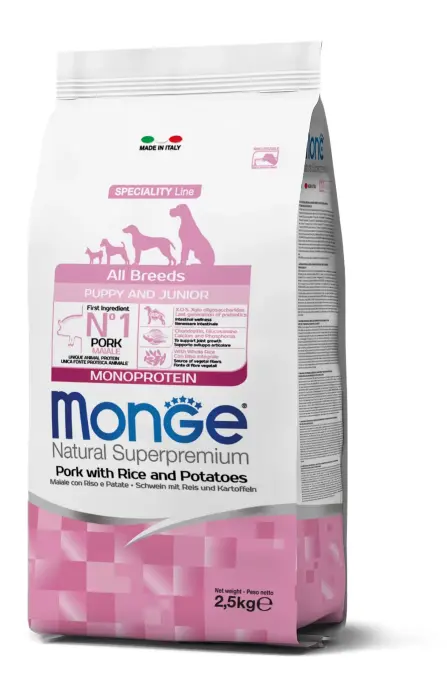 Monge Dog All Breeds Puppy and Junior Monoprotein Pork with Rice and Potatoes 2,5 kg