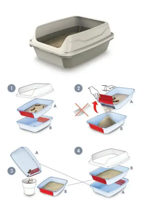 Litter tray with high edge 56x40x25h