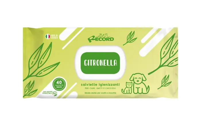 Tīrošas salvetes suņiem/kaķiem Maxi ar citronzāles aromātu 40 gb.