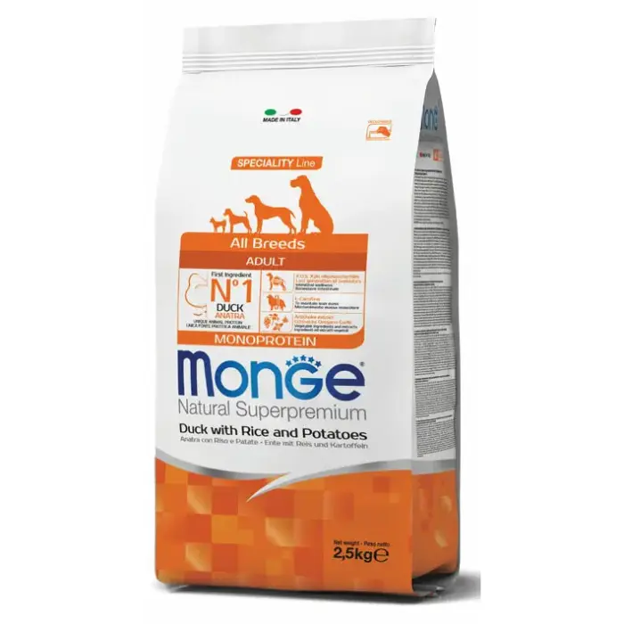 Monge Dog All Breeds Adult Monoprotein Duck with Rice and Potatoes 2,5 kg