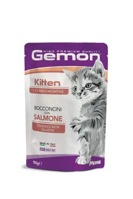 Gemon Cat Pouch Kitten Chunkies with Salmon 100 g