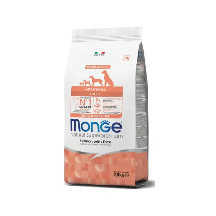 Monge Dog All Breeds Adult Monoprotein Salmon with Rice 2,5 kg