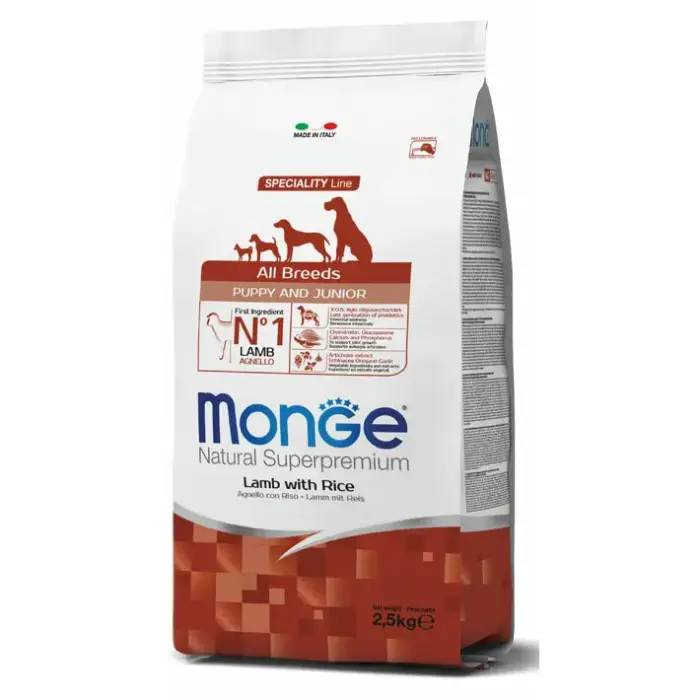 Monge Dog All Breeds Puppy and Junior Lamb with Rice 2,5 kg