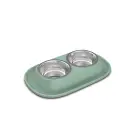 Double soft bowl-holder with INOX bowl inside cm. 31 x 20 x 3,5 h, different colors — Foto 3