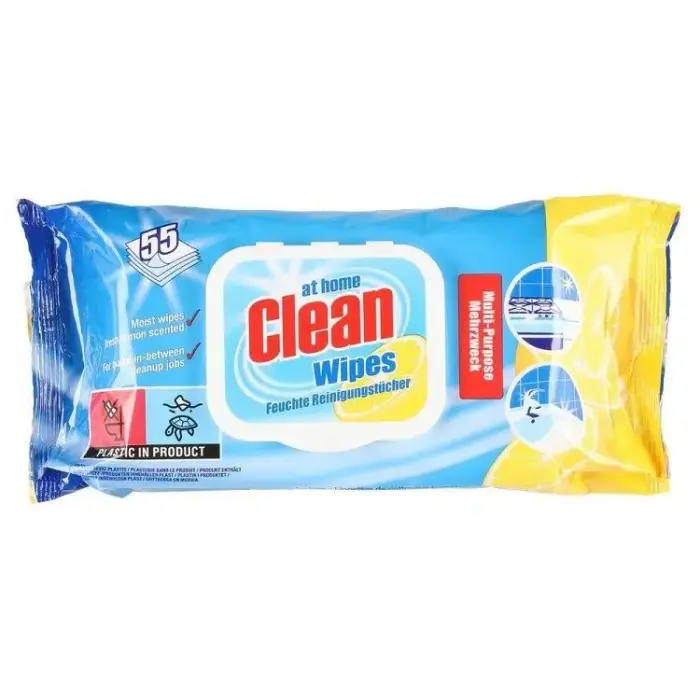 At Home Clean Wipes Multi-Purpose Lemon — 55 pcs