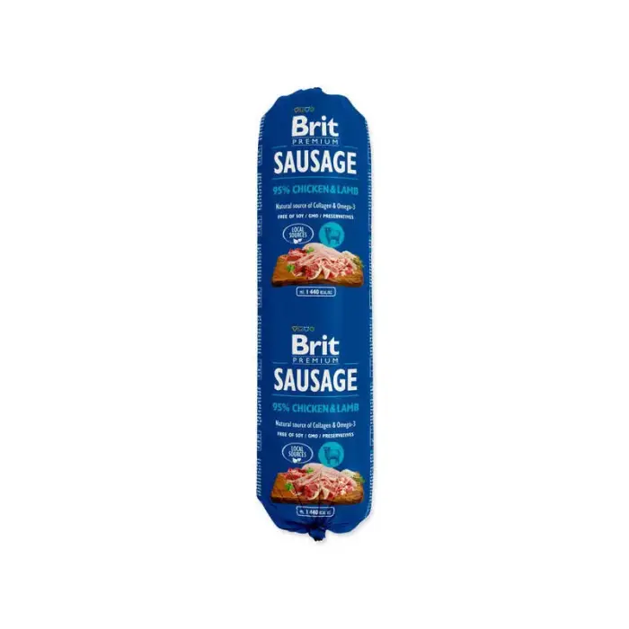 Brit Premium Sausage Chicken & Lamb — complete wet food for dogs with chicken and lamb, 800 g