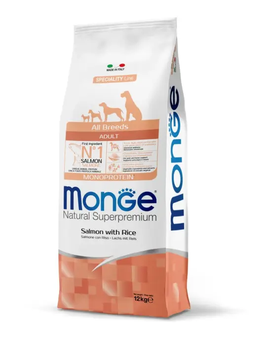 Monge Dog All Breeds Adult Monoprotein Salmon with Rice 12 kg