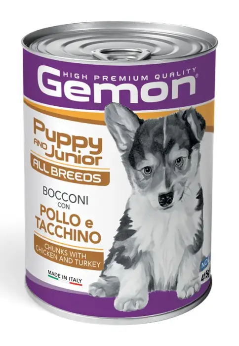 Gemon Dog All Breeds Puppy and Junior Chunks with Chicken and Turkey 415 g