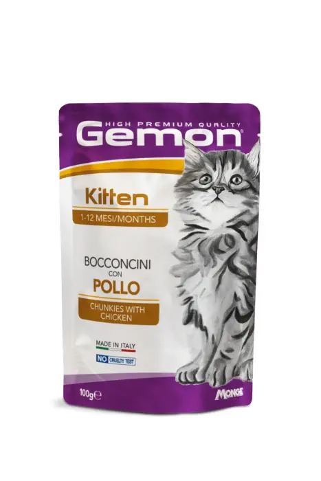 Gemon Cat Pouch Kitten Chunkies with Chicken 100 g