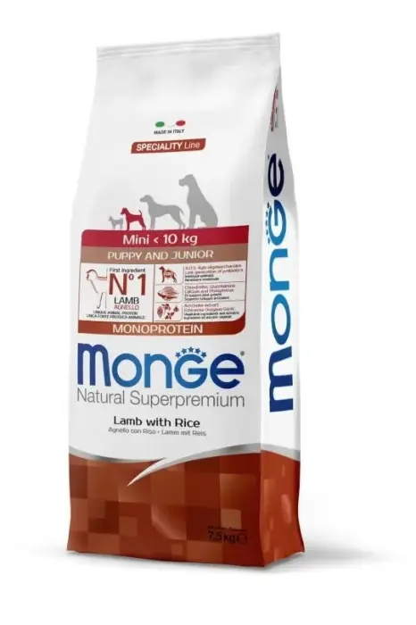 Monge Dog Mini Puppy and Junior Monoprotein Lamb with Rice 7,5 kg
