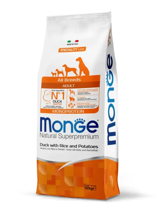 Monge Dog All Breeds Adult Monoprotein Duck with Rice and Potatoes 12 kg