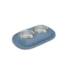 Double soft bowl-holder with INOX bowl inside cm. 31 x 20 x 3,5 h, different colors — Foto 1