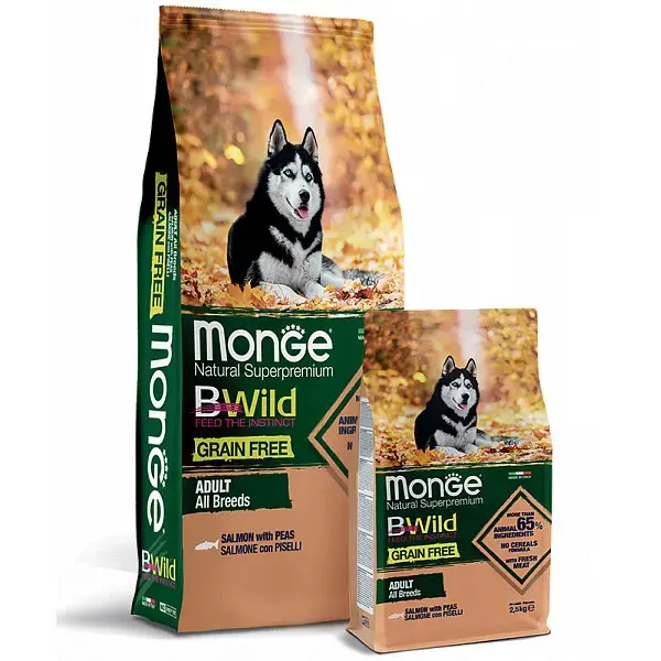 Monge Dog BWild Grain Free All Breeds Adult Salmon with Peas 12 kg