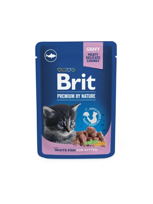 Brit Premium Cat Pouch White Fish Kitten 100 g konservi kaķiem