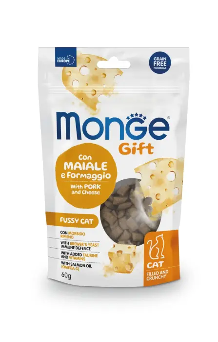 Monge Cat Gift Filled and Crunchy Fussy Cat Adult with Pork and Cheese 60 g