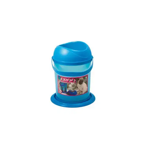 Croquettes bucket lt. 5,50 with anti-tip and anti-ants + pet bowl  lt.0,60., different colors