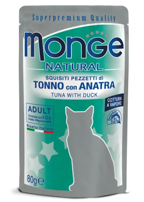 Monge Cat Natural Pouch Adult Tuna Flakes with Duck 80 g