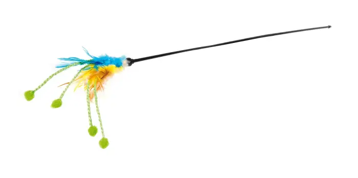 CAT&RINA  CAT-TEASER WITH FEATHERS AND BALLS 40 CM 15 G