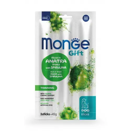 Monge Dog Gift Sticks Training Rich in Fresh Duck and Spirulina 45 g