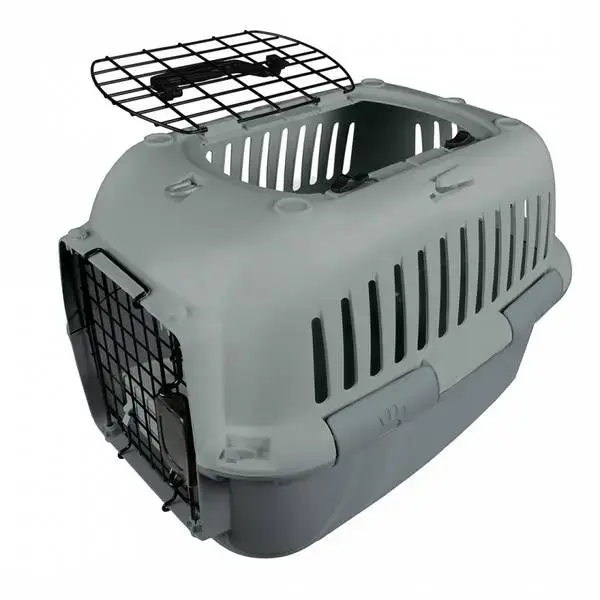 Transporta būris M/L 49x32x32cm ar metāla durvīm pelēks