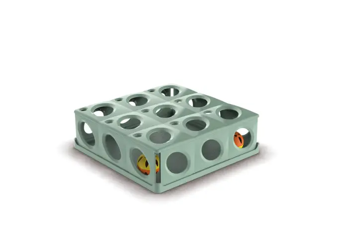Cat toy Tricky with two balls  cm. 25 x 25 x 9 h., different colors