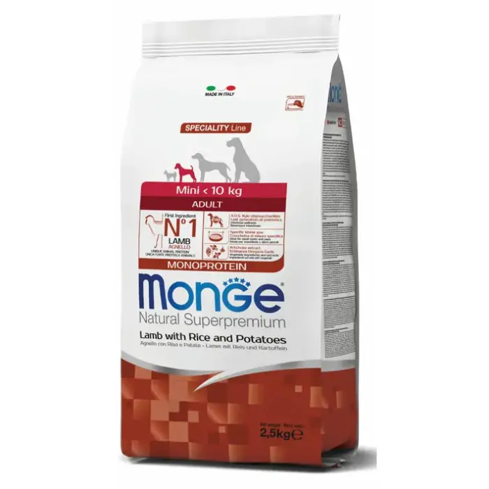 Monge Dog Mini Adult Monoprotein Lamb with Rice and Potatoes 2,5 kg