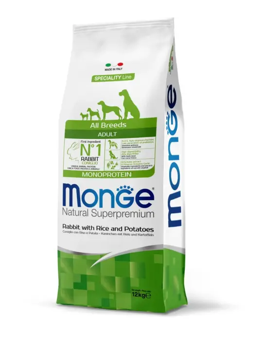 Monge Dog All Breeds Adult Rabbit with Rice and Potatoes 12 kg