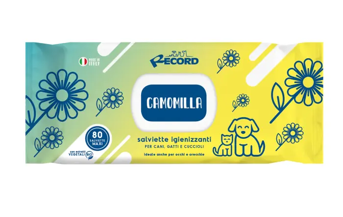 Tīrošas salvetes suņiem/kaķiem ar kumelīšu aromātu 80 gb.