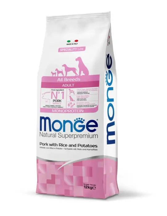 Monge Dog All Breeds Adult Monoprotein Pork with Rice and Potatoes 12 kg