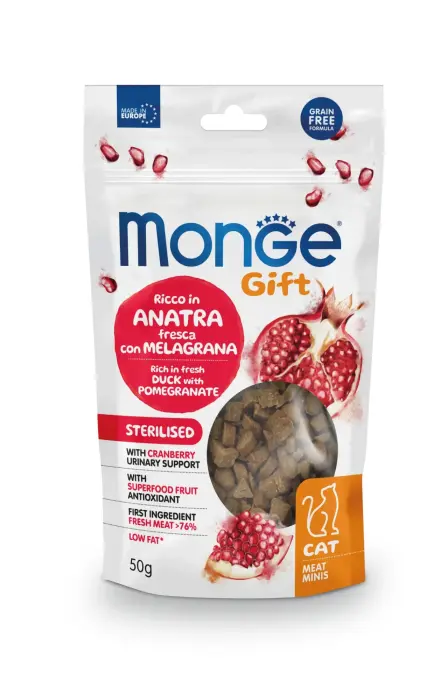 Monge Cat Gift Meat Minis Sterilised Adult Rich in Fresh Duck with Pomegranate 50 g