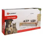 Flamingo Feeding and drinking bowl Duo Kato Rectangle Silver & Brown 2x350 ml 13 cm — Foto 2