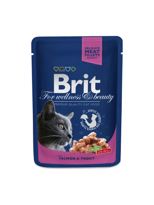 Brit Premium Cat Pouch Salmon & Trout 100 g konservi kaķiem
