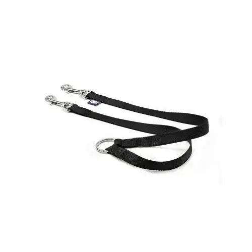 Nylon coupler leash 2 x45 cm melna