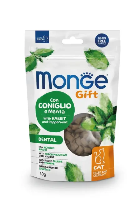 Monge Cat Gift Filled and Crunchy Dental Adult with Rabbit and Peppermint 60 g