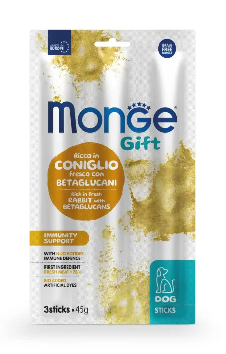 Monge Dog Gift Sticks Immunity Support Rich in Fresh Rabbit with Betaglucans 45 g