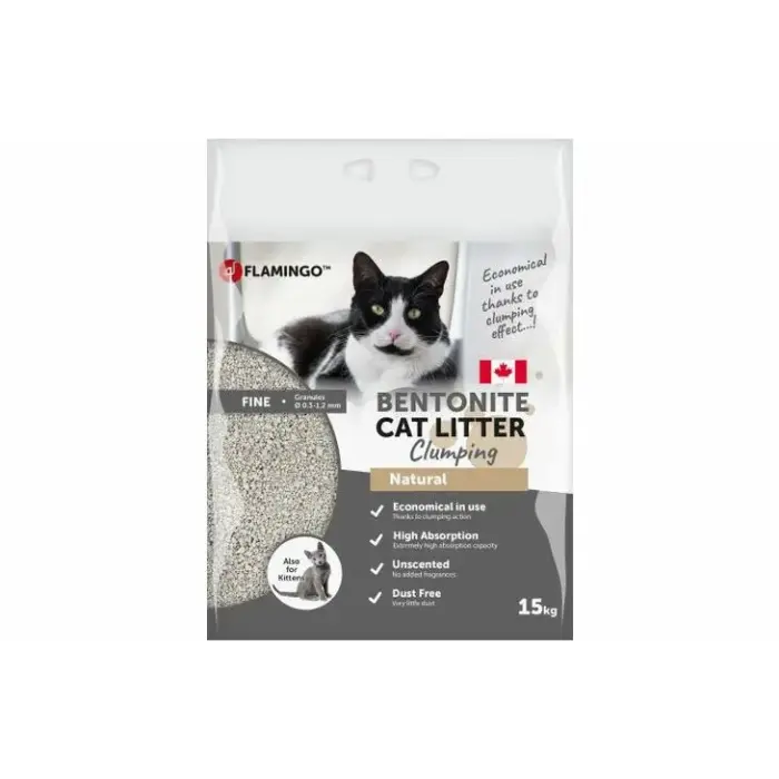 Flamingo Cat Litter Natural 15 kg - Kanādas cementējošās smiltis