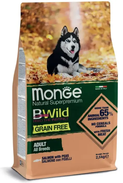 Monge Dog BWild Grain Free All Breeds Adult Salmon with Peas 2,5 kg