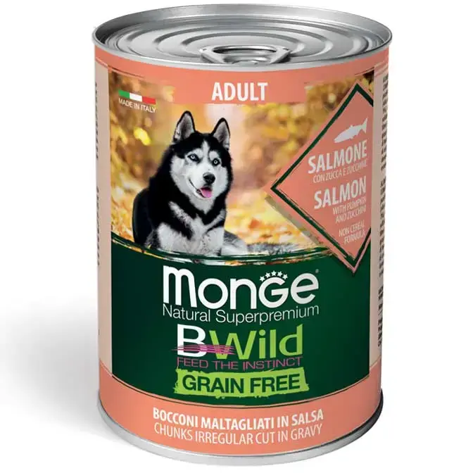 Monge Dog BWild Grain Free All Breeds Adult Chunkies in Gravy Salmon with Pumpkin and Zucchini 400 g