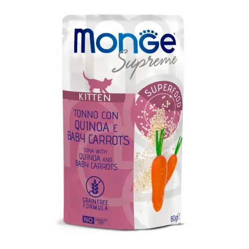 Monge Cat Supreme Pouch Kitten Tuna Flakes with Quinoa and Baby Carrots 80 g