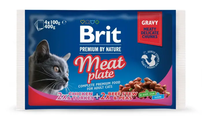 Brit Premium Cat Pouch Meat Plate 400 g (4x100 g)