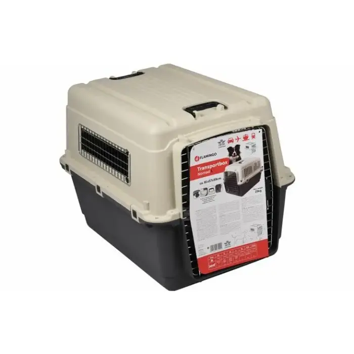 Flamingo Nomad L Dog Transport Cage Dark Grey, 80 x 57 x 65 cm