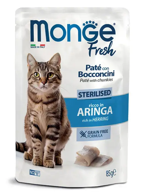 Monge Cat Fresh Pouch Sterilised Pate with Chunkies Rich in Herring 85 g