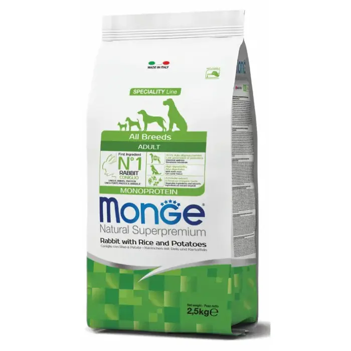 Monge Dog All Breeds Adult Rabbit with Rice and Potatoes 2,5 kg
