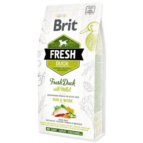 Brit Fresh Duck with Millet Active Run & Work 2,5 kg barība suņiem