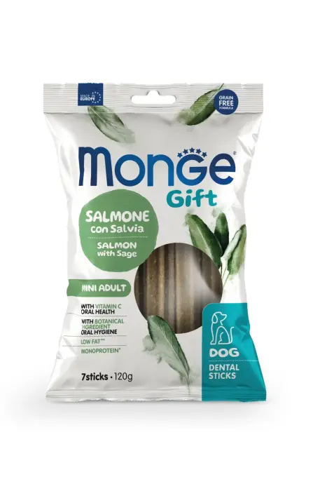 Monge Dog Gift Dental Sticks Mini Adult Salmon with Sage 120 g