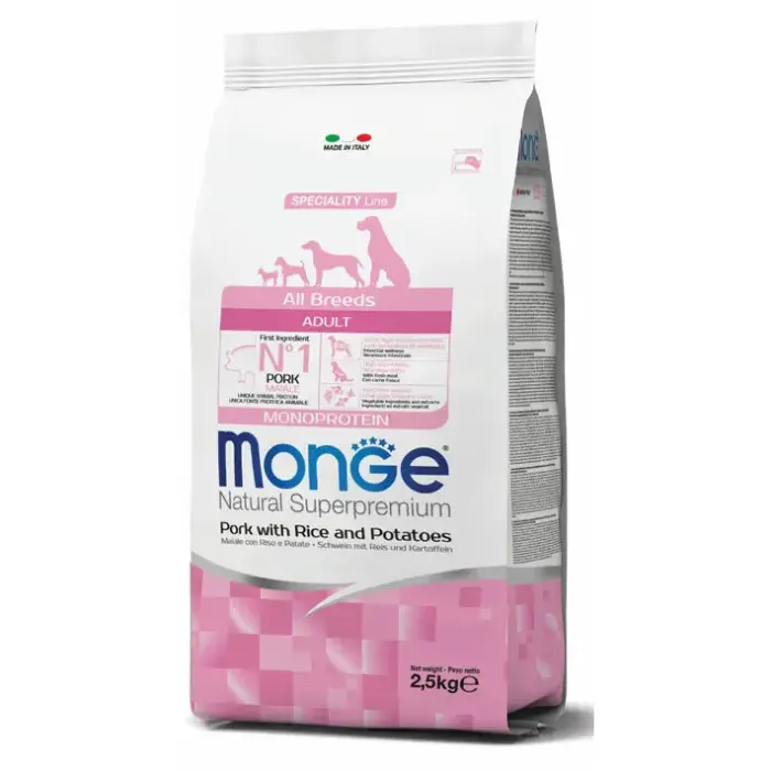 Monge Dog All Breeds Adult Monoprotein Pork with Rice and Potatoes 2,5 kg