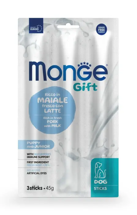 Monge Dog Gift Sticks Puppy And Junior Rich in Fresh Pork with Milk 45 g